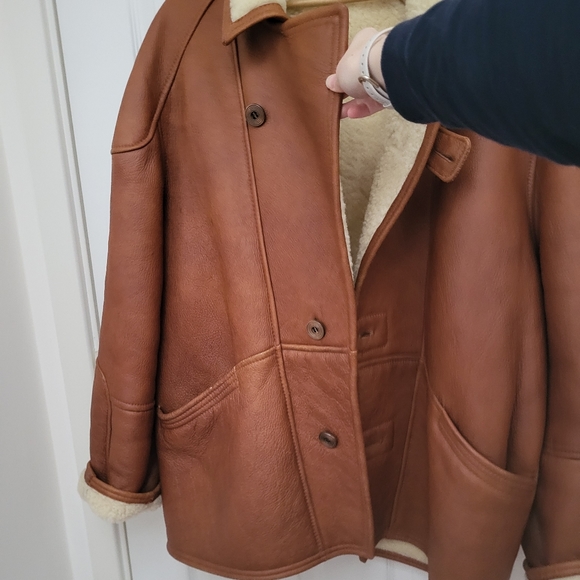 SOLD 🌟Host Pick🌟 Vintage Men's Shearling Brown Leather Jacket XL - Picture 9 of 10